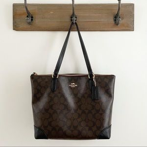 COACH Signature Zip Tote Brown